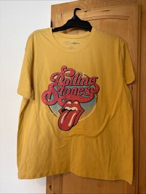 Rolling Stones Graphic Tee in Mustard Yellow